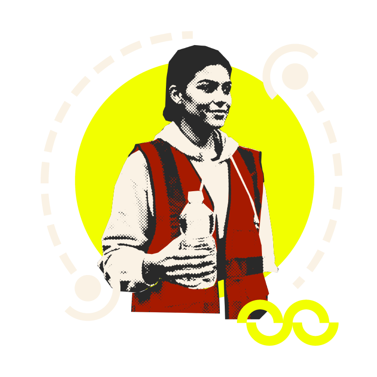 Answer icon - a person in a hi-vis vest