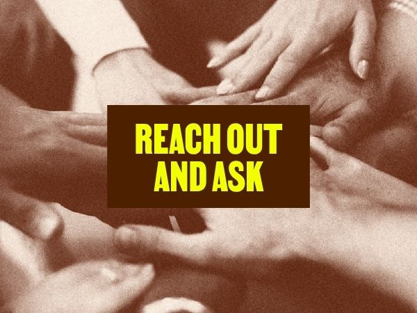 Hands coming together in a circle in brown sepia